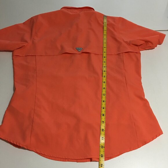 Columbia PFG Womens Medium Orange Short Sleeve Fishing Shirt Vented - Picture 11 of 11